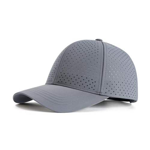 FEINION Men Laser Mesh Breathable Snapback Baseball Cap - color: Grey