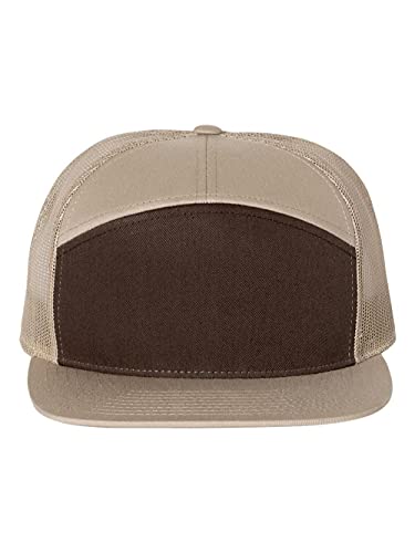 Seven-Panel Trucker Richardson Leather Patch Cap - color: Brown/ Khaki, size: One Size