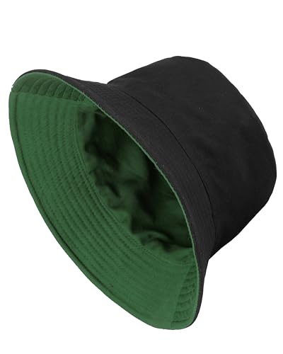 Gelante Reversible Bucket Hat for Men and Women - Cotton, Outdoor Sun Protection Bucket Hats. - color: Hunter Green/Black