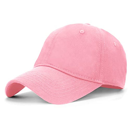 Oversize XXL Baseball Cap for Big Heads 23.6"-25.6", Extra Large Cotton Baseball Hat, Plus Size Unstructured Dad Hats - color: Cotton - Pink