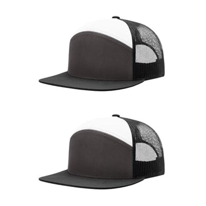 Richardson 168 Hi-Pro 7 Panel Adjustable Snapback Trucker Mesh Back Cap - color: Charcoal/Black/White