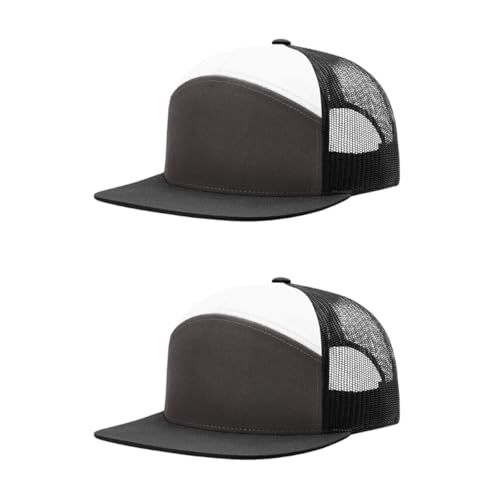 Richardson 168 Hi-Pro 7 Panel Adjustable Snapback Trucker Mesh Back Cap - color: Charcoal/Black/White
