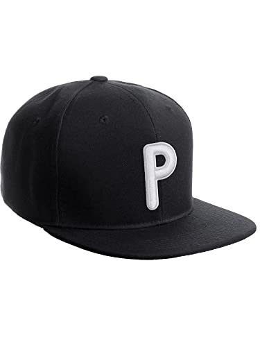 Daxton Classic Snapback 3D Alphabet A to Z Numbers Embroidered Initials Letters Flat Bill Cap - color: Black, style: Letter-p