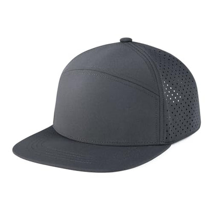 FEINION Men Laser Mesh Flat Brim Snapback Baseball Cap - color: Dark Grey