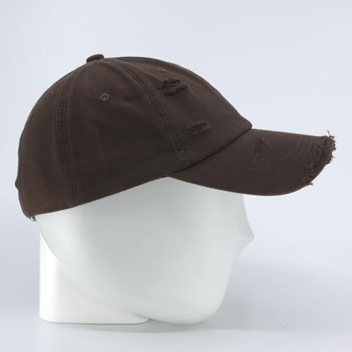 Washed Cotton Distressed with Heavy Stitching Adjustable Baseball Cap - color: Strap Brown