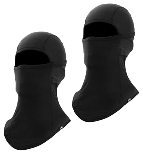 Tough Headwear Balaclava Ski Mask - Breathable Face Mask for Men - Flexible Hinge Full Face Cover - Windproof Motorcycle Gear - color: Black (2pcs)