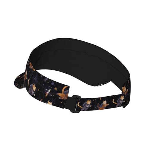 Sports Sun Visor Hat for Men Women, Adjustable Breathable Golf Tennis Cap - color: Space Cat in a Spacesuit