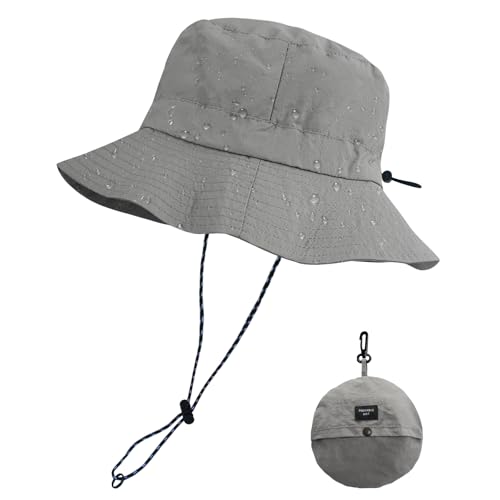 PFFY Packable Sun Bucket Hat for Men Women Outdoor UV Protection Sun Hats - color: Grey