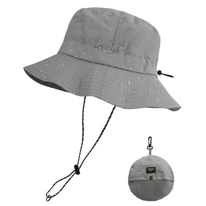 PFFY Packable Sun Bucket Hat for Men Women Outdoor UV Protection Sun Hats - color: Grey
