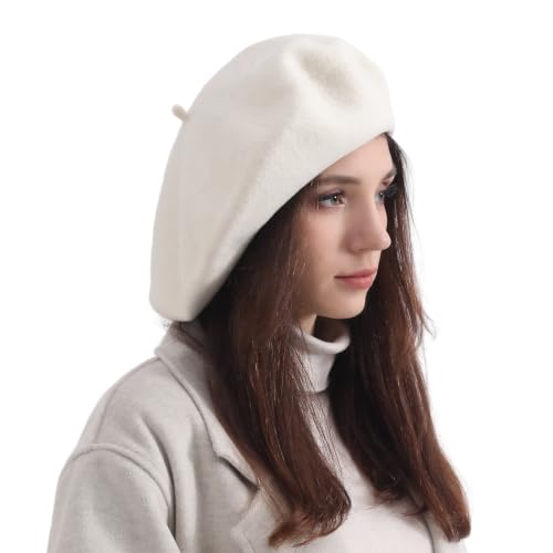 French Wool Beret Hats for Women Man - color: Xl-white