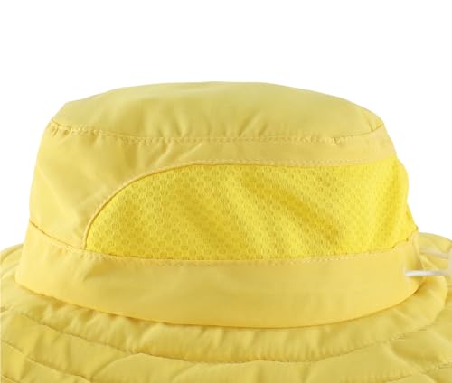 Connectyle Kids Foldable Wide Brim Sun Hat UPF 50+ Sun Protection Bucket Hats Breathable Summer Beach Hat for Boys Girls - color: Yellow, size: Small