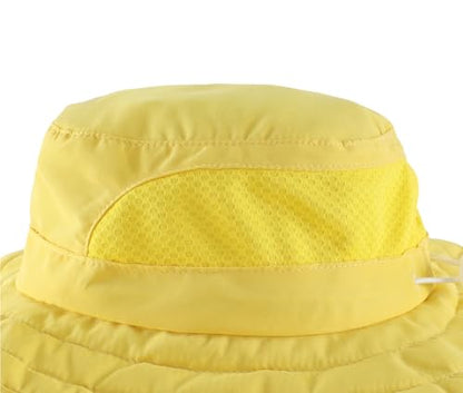 Connectyle Kids Foldable Wide Brim Sun Hat UPF 50+ Sun Protection Bucket Hats Breathable Summer Beach Hat for Boys Girls - color: Yellow, size: Small