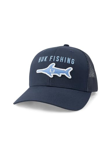 Mens Trucker Hat, Anti-Glare Snapback Fishing Hat for Men - color: Huk Fish Stack - Naval Academy
