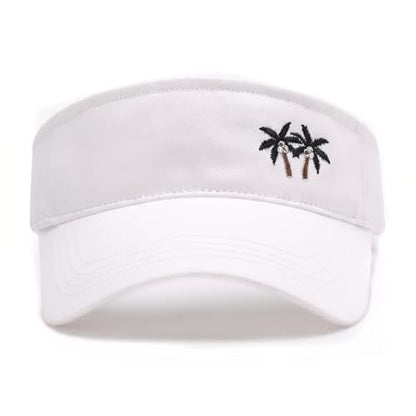 Embroidered Adjustable Sun Visor for Women Men Outdoor Golf Tennis - color: Palm Tree/White