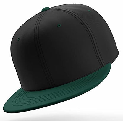 Daxton Classic Blank Snapback Flat Bill Visor Hat Cap One Size Adjustable Back - color: Black Hunter