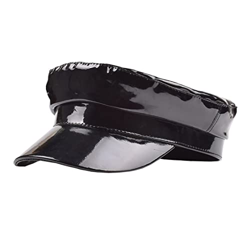 Cap Student Hat Leather Cap Baseball Cap Sun Hat Casual Hat Solid Color - color: Black
