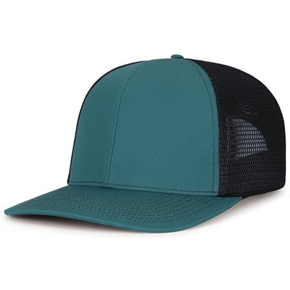 Pacific Headwear Contrast Stitch Trucker Pacflex Snapback Cap - color: Deep Teal/Lt Charcoal/Deep Teal
