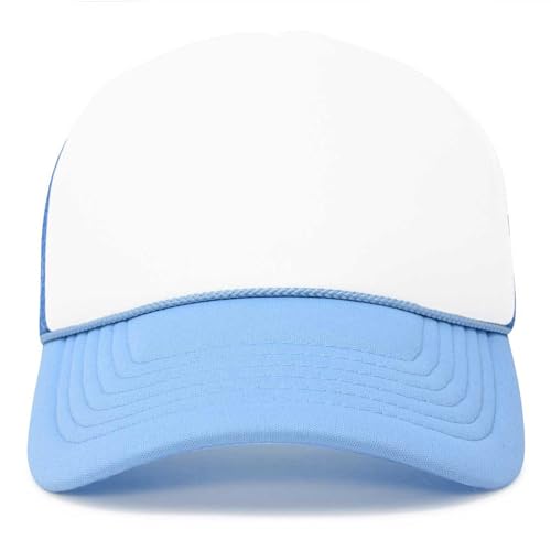 DALIX Two Tone Trucker Hat Summer Mesh Cap with Adjustable Snapback Strap - color: Light Blue, size: One Size
