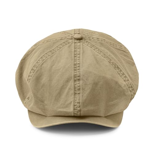 CLAPE Newsboy Caps for Men, Vintage 8 Panel Cotton Flat Cap, Breathable Stretch Fit Men's Newsboy Hat for Driving, Travel