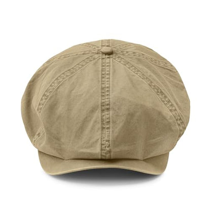 CLAPE Newsboy Caps for Men, Vintage 8 Panel Cotton Flat Cap, Breathable Stretch Fit Men's Newsboy Hat for Driving, Travel