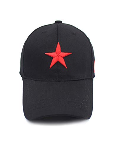 RINTONIX Men's Adjustable Strap China Red Five Point Star Military Dad Hats Unisex Chinese Flag Mao Army Baseball Caps - color: Black