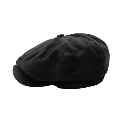 Newsboy Hats for Men Flat Cap Cotton Caps for Men Classic 8 Panel Ivy Hat Driver Cap for Women (Cotton, Denim) - color: Black