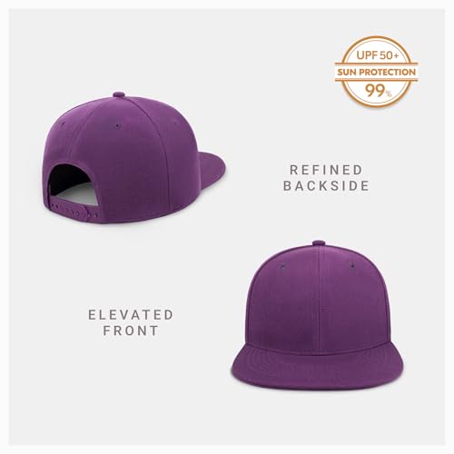 CHOK.LIDS Classic Snapback Flat Bill Hat Blank Adjustable Baseball Cap - color: Purple
