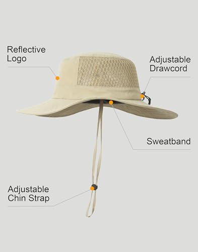 Pioneer Camp Wide Brim Sun Bucket Hat Summer Boonie Hat for Men & Women - color: Khaki, size: Small