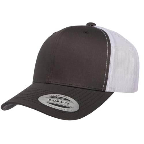 Yupoong Classic Mesh 6 Panel Retro Trucker Cap | Mid Profile Snapback - color: Charcoal/White