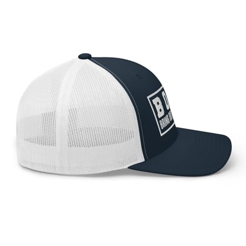NG Boat Bring Out Ass and Titties Curved Bill Trucker Hat Mid Crown Adjustable Funny Adult Humor Cap - color: Navy/ White