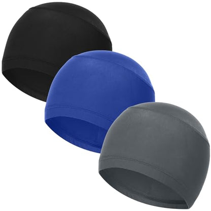 Cooling Skull Caps Helmet Liner Hard Hat Sweat Liner Motorcycle Cycling Cap - color: 3pcs (Black+dark Gray+blue)