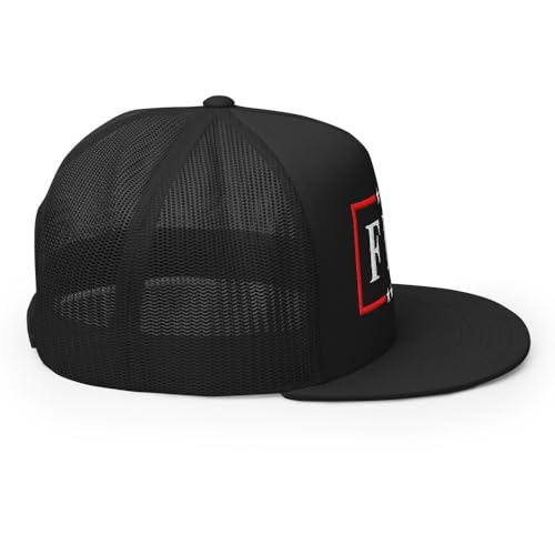 NX FDT Embroidered Flat Bill Trucker Hat High Crown Adjustable FDT Hat - color: Black