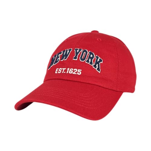 E BY ELIDAN NY Dad Hat, New York EST.1625 Cotton Baseball Cap Women & Men - color: Red