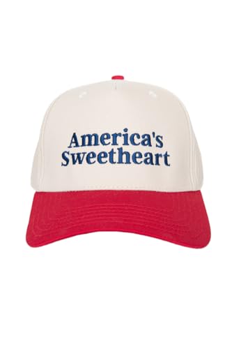 KATYDID Americas Sweetheart Vintage Hat - Two-Toned Mom Hat - Embroidered Vintage Baseball Cap - Women’s Snapback - color: Red/Tan