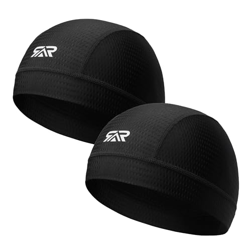 QINGLONGLIN Breathable Mesh Skull Cap Sweat Control HelmetLiner 2-Pack - color: Black + Black