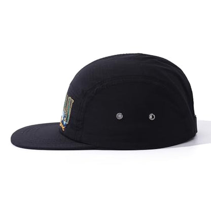 Quick Dry 5 Panel Hats for Men Waterproof Flat Brim Hat Lightweight 5-Panel Baseball Caps Casual Trucker Snapback Hat - color: Mg-pym2575-black
