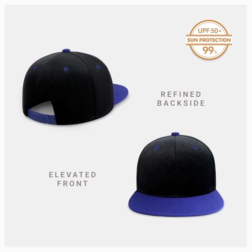 CHOK.LIDS Classic Snapback Flat Bill Hat Blank Adjustable Baseball Cap - color: Black/Royal