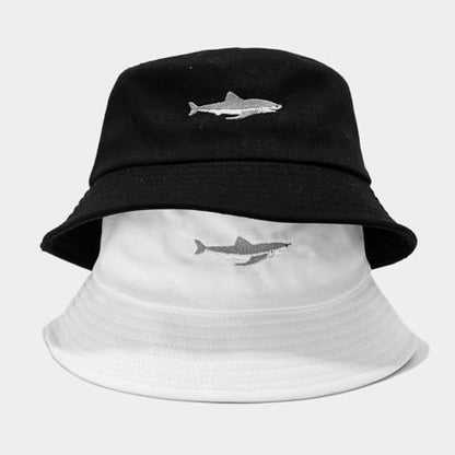Quanhaigou Bucket Hats Unisex Sun Summer Travel Beach Fishing Cap for Men Women Teens - color: White Shark