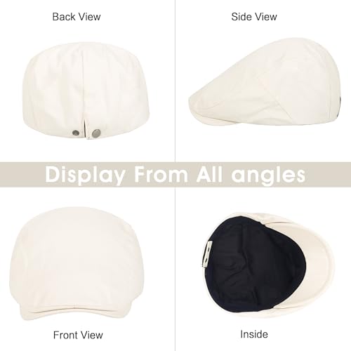 2Pcs Men's Newsboy Cap Cotton Flat Ivy Gatsby Driving Hat - color: 2b2-coffee+beige