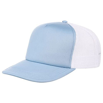 Lids Blank Basic Foam Trucker Adjustable Snapback Hat - color: Light Blue/White
