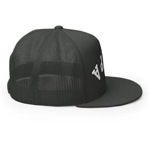 NX Upside Down Tampa Embroidered Flat Bill Trucker Hat High Crown Snapback Cap - color: Charcoal