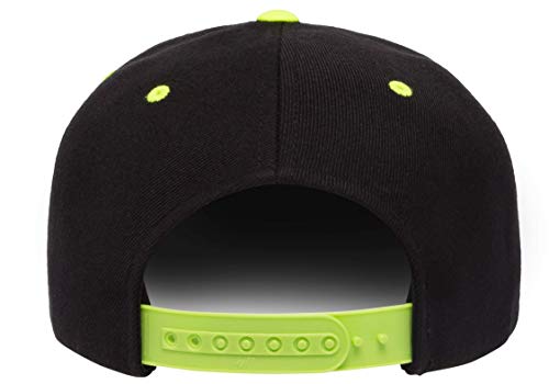 Flexfit Unisex Adult Yp Classics Premium Snapback Cap – 2-Tone - color: Black/Neon Green