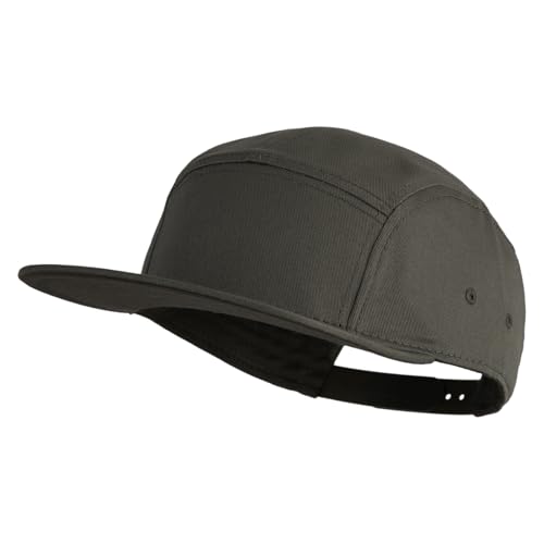 5 Panel Superior Cotton Twill Flat Bill Camper Cap - color: Olive Green