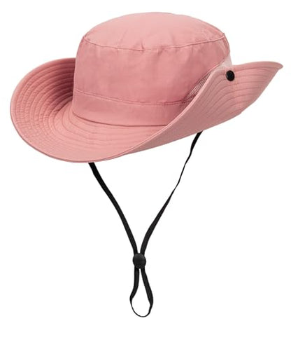 Sun Hat for Women Summer UV Protection Beach Hat with Ponytail Hole - color: Pure Pink(with Ponytail Hole)