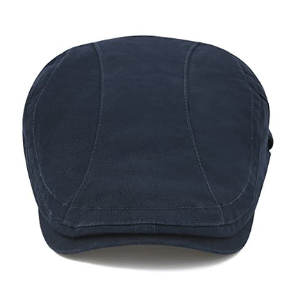 VOBOOM Men Cotton Newsboy Beret Hat Duckbill Buckle Cabbie Cap - color: Navy