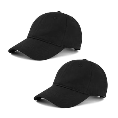 American Trends Women's Cotton Baseball Cap Soft Unstructured Plain Dad Hat - color: Black & Black