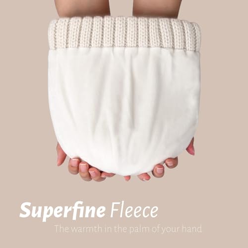Fleece Lined Beanie Cable Knit Chunky Beanies Womens Snow Cap - color: White