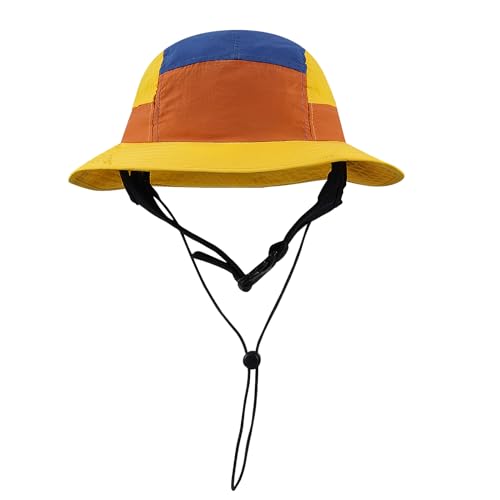CLAPE Surf Bucket Hat with Strap Waterproof Sun UPF 50+ Bucket Hat Packable Brimmed Boonie for Women Men - color: Dcl1-yellow