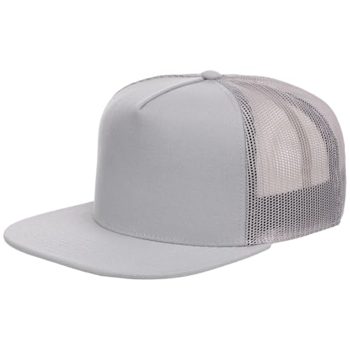 Lids Blank Essential 5-Panel Trucker Adjustable Snapback Hat - color: Grey