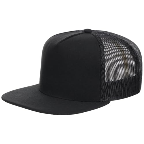 Lids Blank Essential 5-Panel Trucker Adjustable Snapback Hat - color: Black